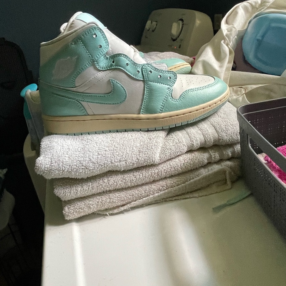Jordan Women's Aqua and Beige Sneakers - Picture 7 of 7